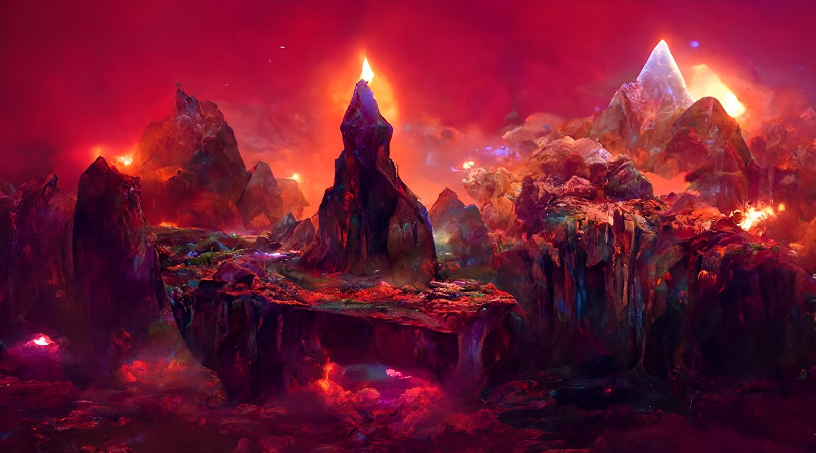 Burning Coal Mine Portal in Magical Geode, 3D Art