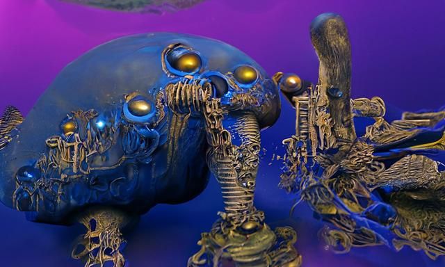 Surreal Biopunk Octopus in Alien Ruins