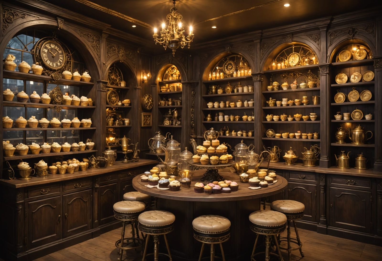 Steampunk Enchanted Cafe with Magical Treats and Gears
