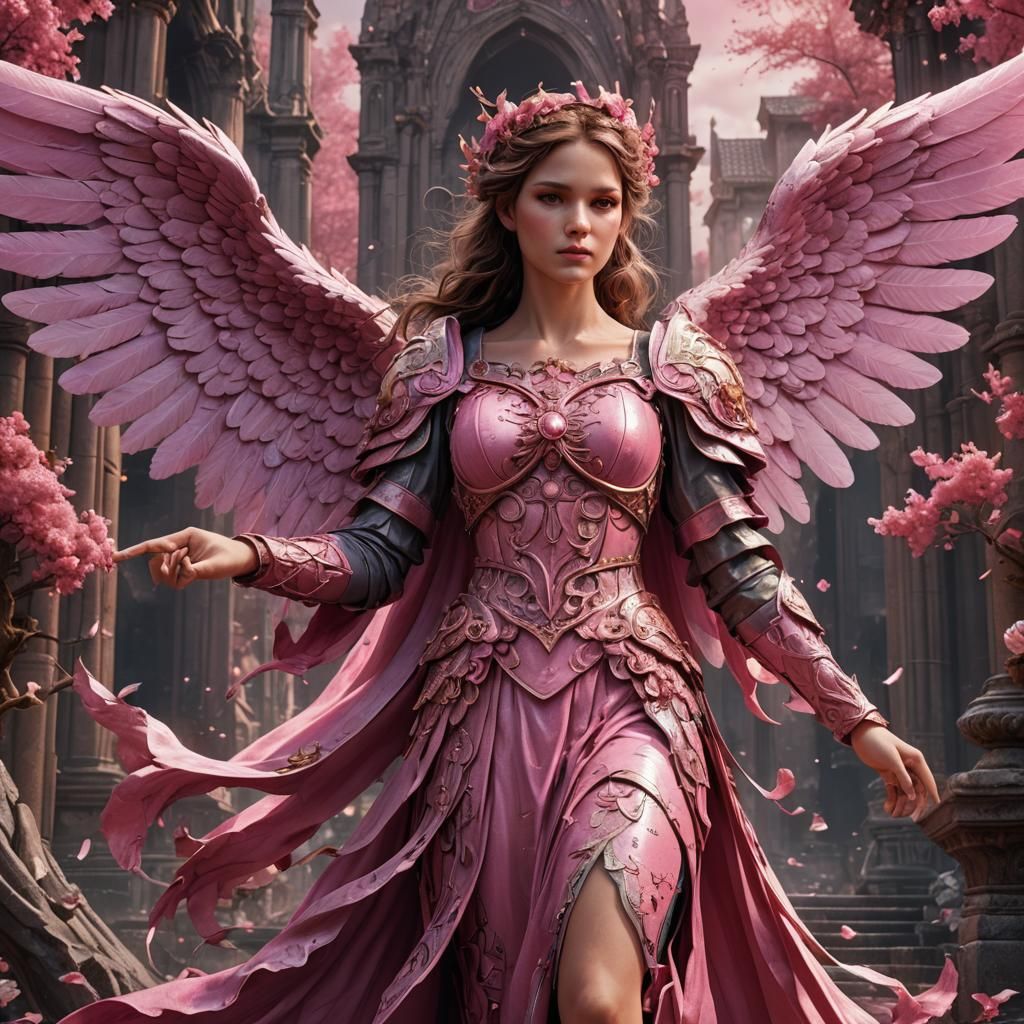 Fantastical Angel in Pink, Detailed Concept Art
