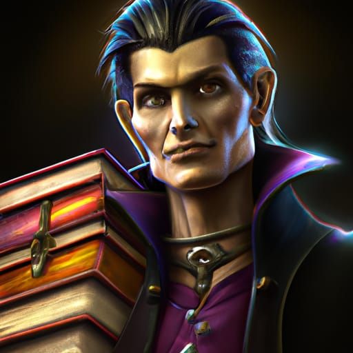 Friendly Vampire Delivering Books in Detailed Portrait