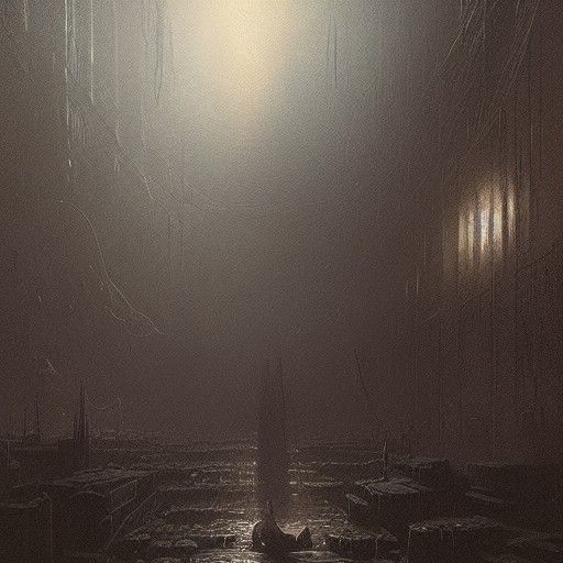 Dystopian Horror Vision in Engraving Style