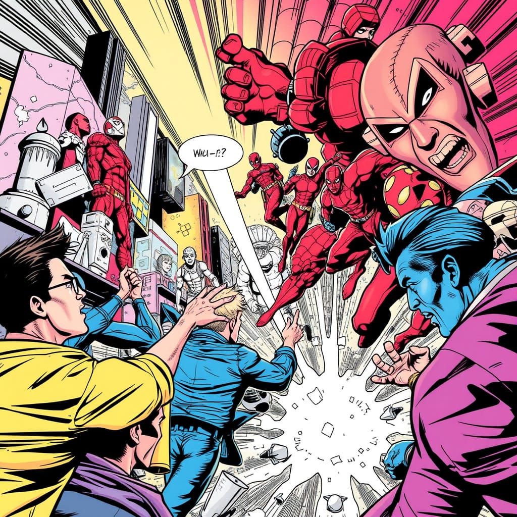 Dynamic Comic Book Art in Vibrant Digital Style