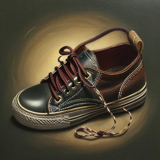 String Person Tying Shoe: Airbrush Fantasy Art