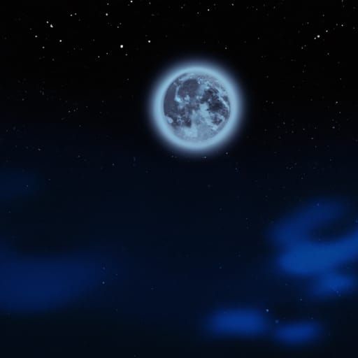 Moonlit Starlit Landscape with Flickering Light