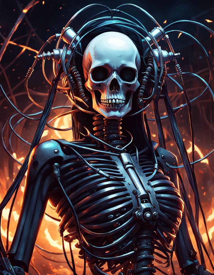 Dark Fantasy Eldritch Cyborg Portrait in Surreal Style