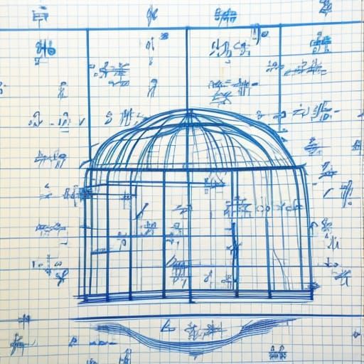 Birdcage Graph Function Blueprint with Math Equations