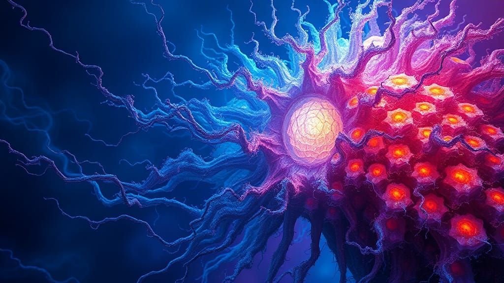 Mystical Iridescent Nucleus Hive with Crystalline Structures