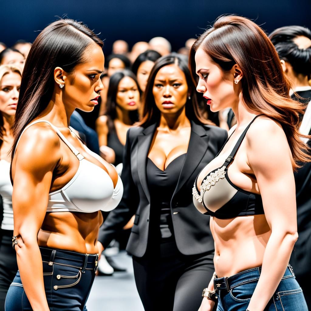 Angry Rivals Staredown on Runway