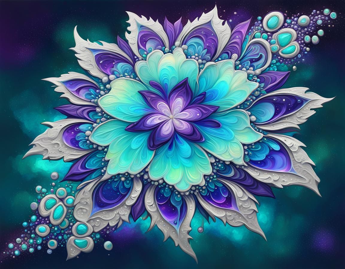 Amethyst Fractal Flowers in Graffiti Art Style