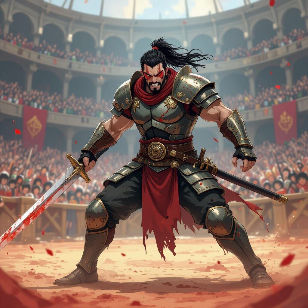 Ras Al Ghul as Gladiator in Anime Style Arena
