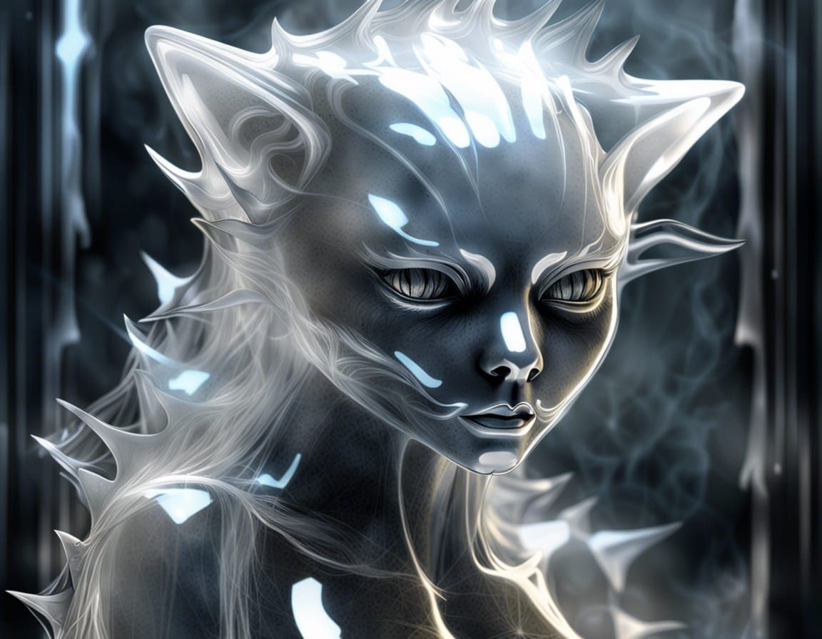 Crystalline Neko Emerges in Smoky, Ghostly Style