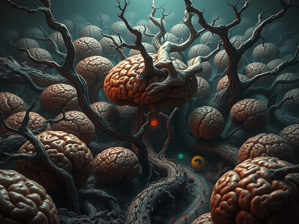 Grotesque Labyrinthine Cityscape of Dying Brains