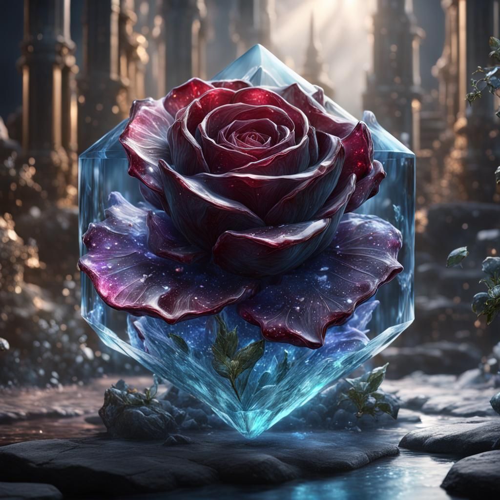 Glass Crystal Rose Fantasy Art