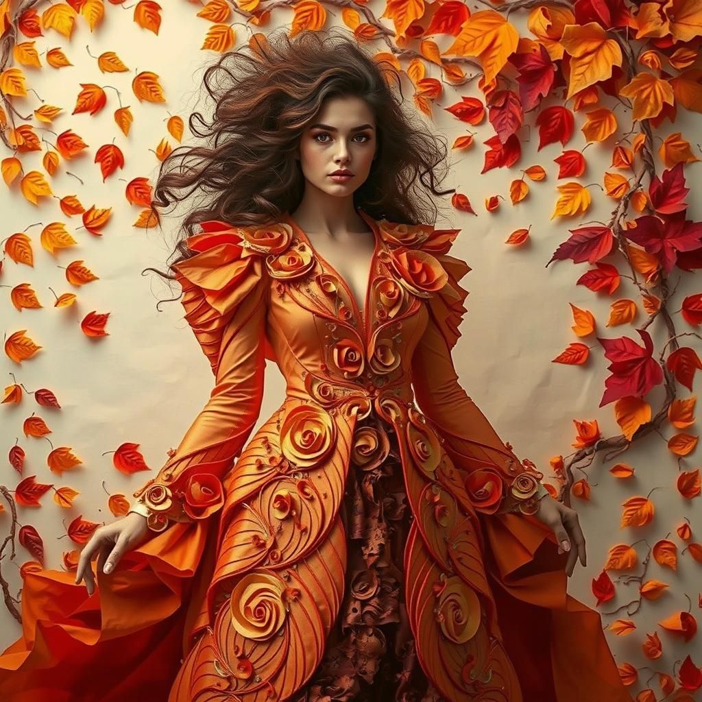 Autumn Paper Gown in Surreal Fashion Photography