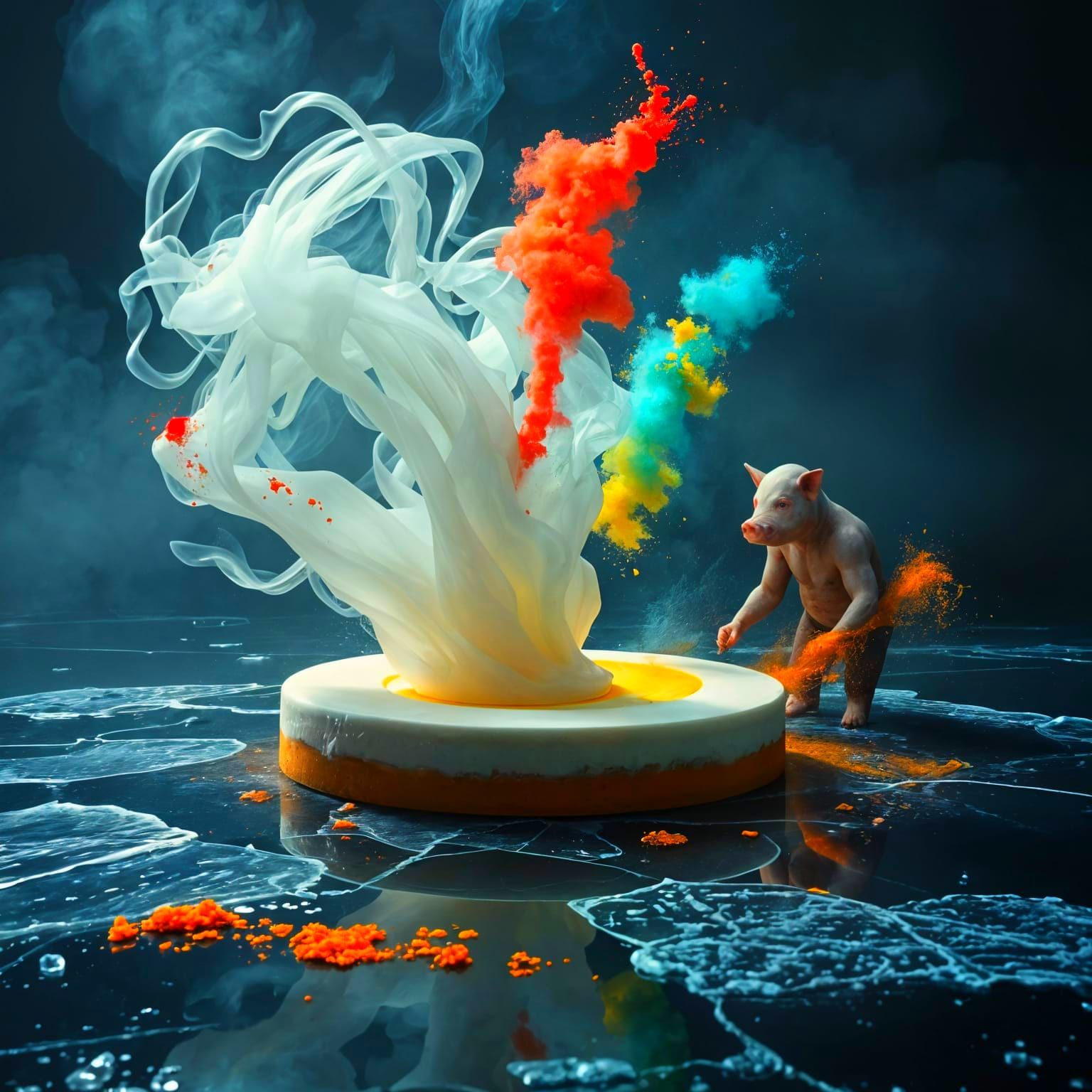 Dissolving Cheesecake with Pig-Headed Painter