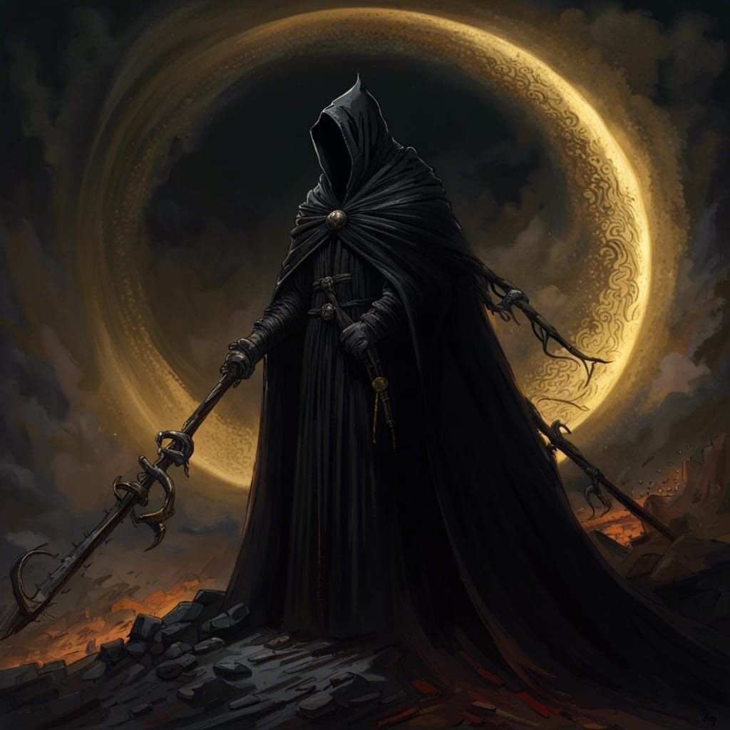 Dark Gothic Figure Under Eclipse