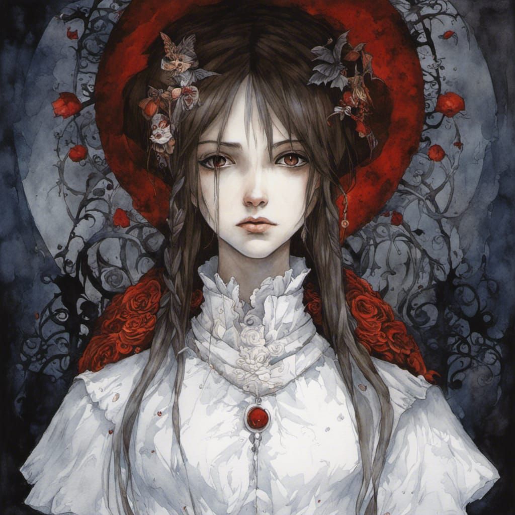 Intricate Vampire Knight Watercolour Painting