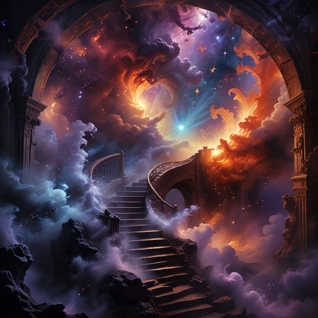 Baroque Surrealism Portal Amidst Cosmic Wonder