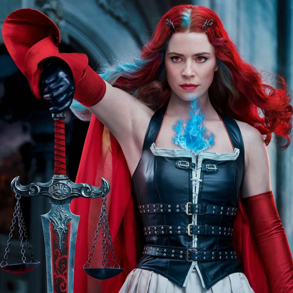 Cinematic Film Still of Elizabeth Rose Bloodflame, The Queen...