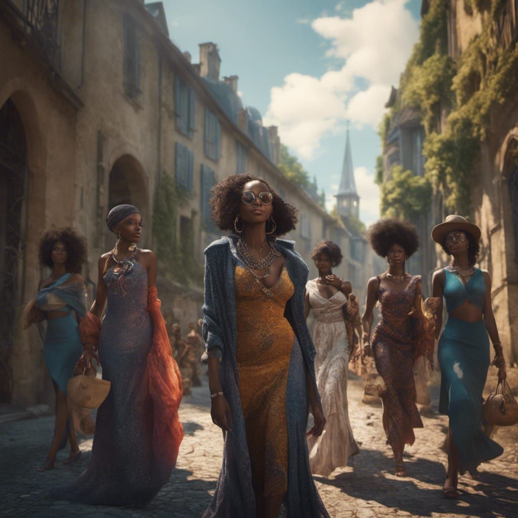 African American Women Enjoying Sunny Day in France