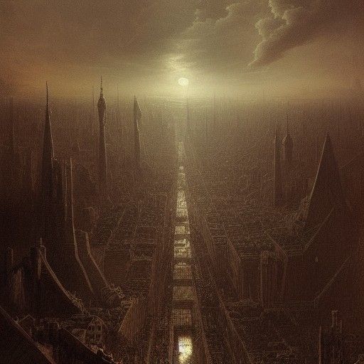 City Swallowed by Hellish Abyss in Gothic Horror Style