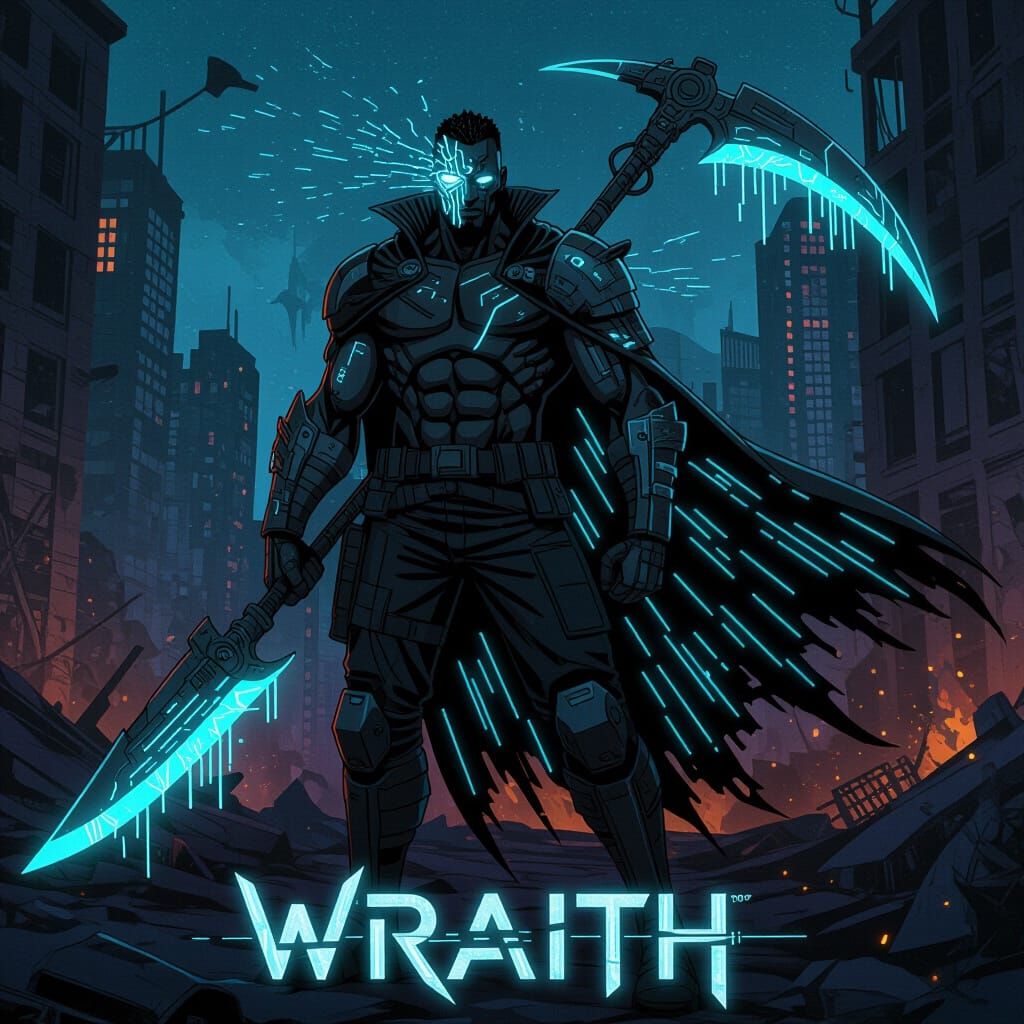 Cyberpunk Warrior Marcus 'Iron Wraith' in Ruined City