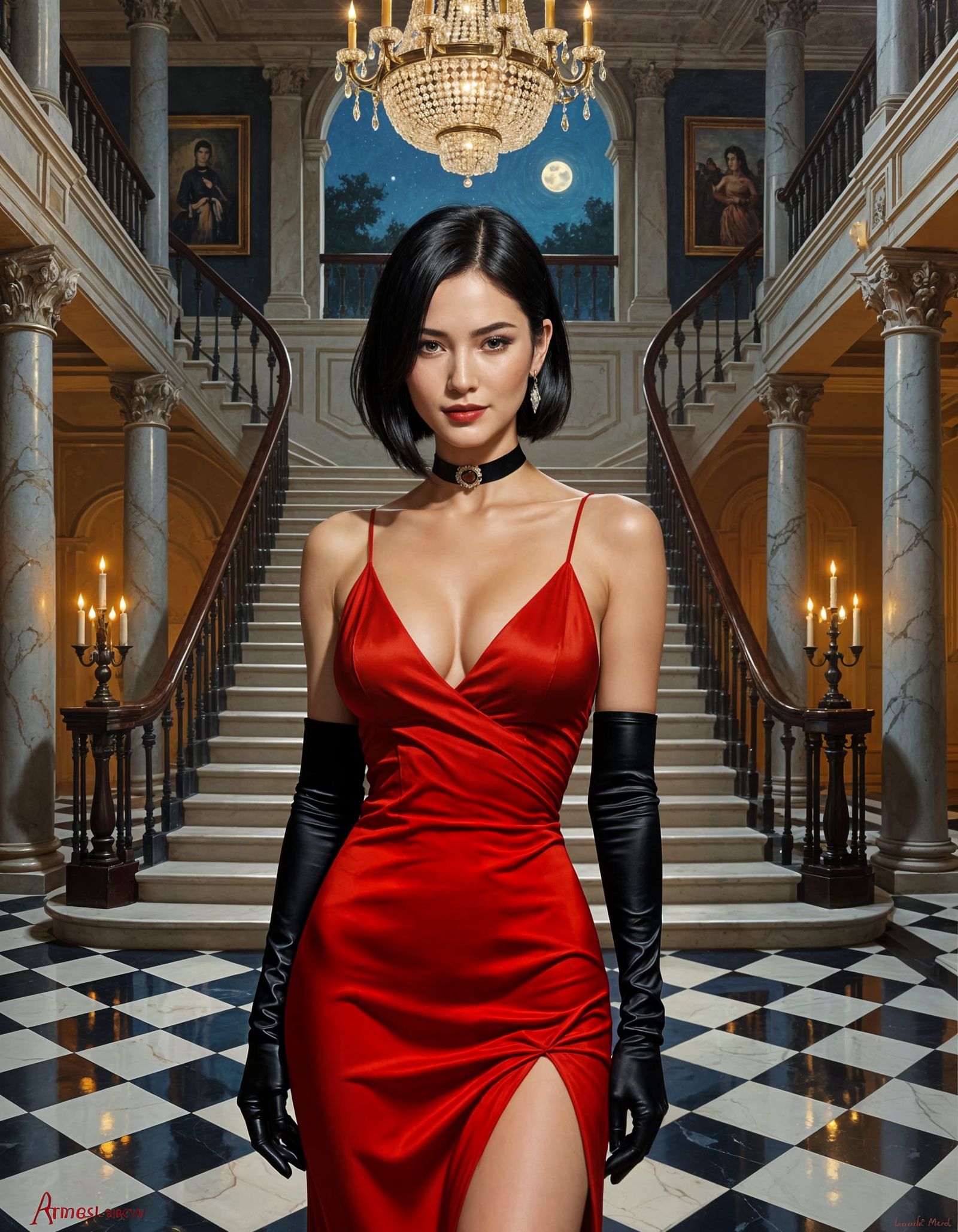 Impressionist Portrait of Ada Wong in Mansion