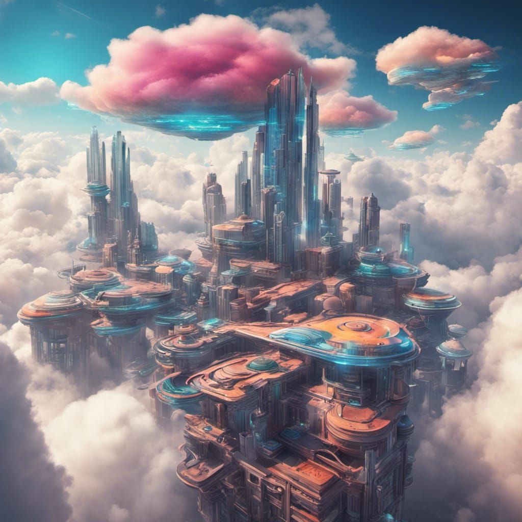 Futuristic Cloud City in Vibrant Colors