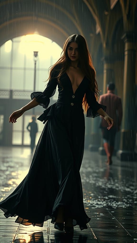 Dancing in the Rain, Inspired by Art Nouveau