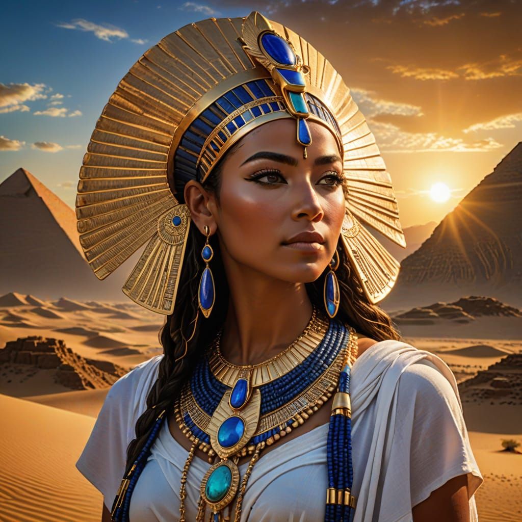 Egyptian Pharaoh in Regal Gold Attire