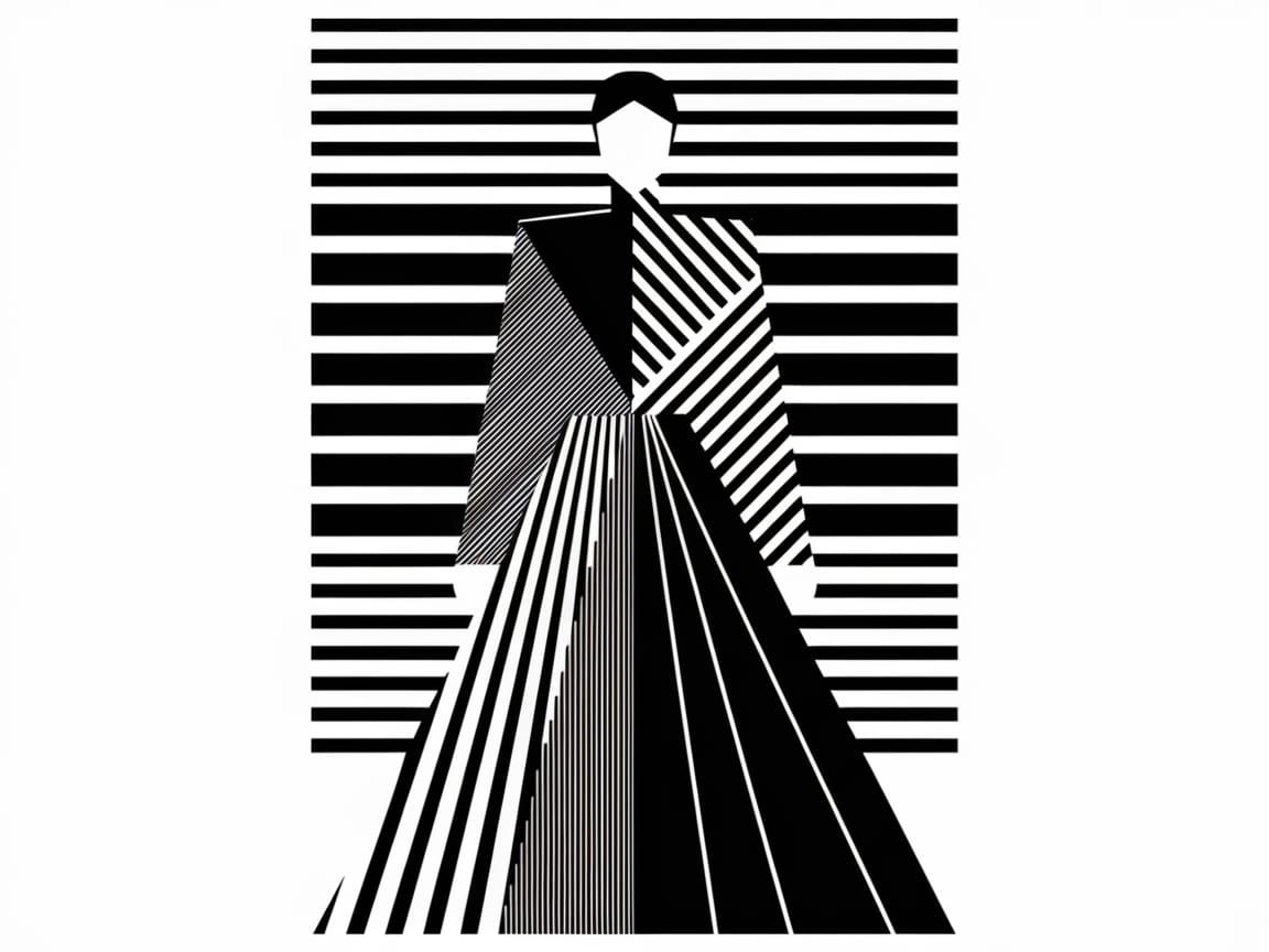 Modern Art Deco Figure in Geometric Stripes
