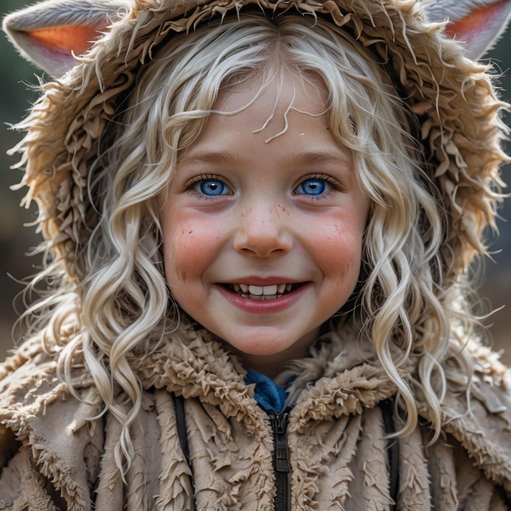 Girl with Rabbit Ears and Muddy Poncho