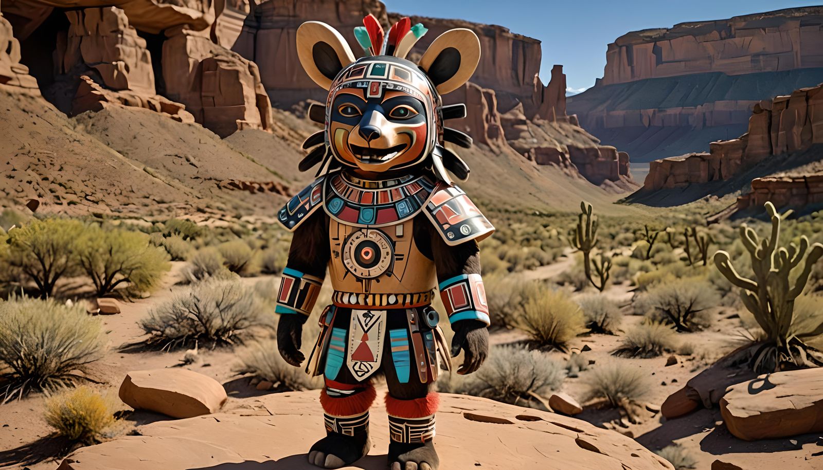 Hopi Bear Katsina Doll with Traditional Regalia