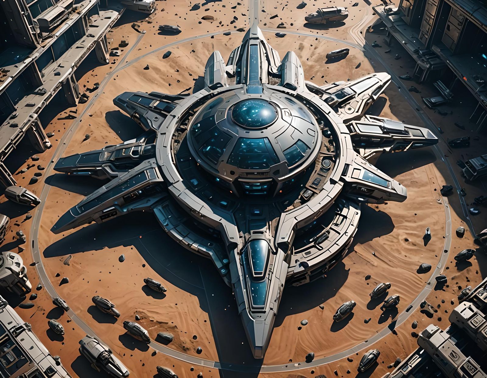 Futuristic Spaceship and Aliens on Starbase