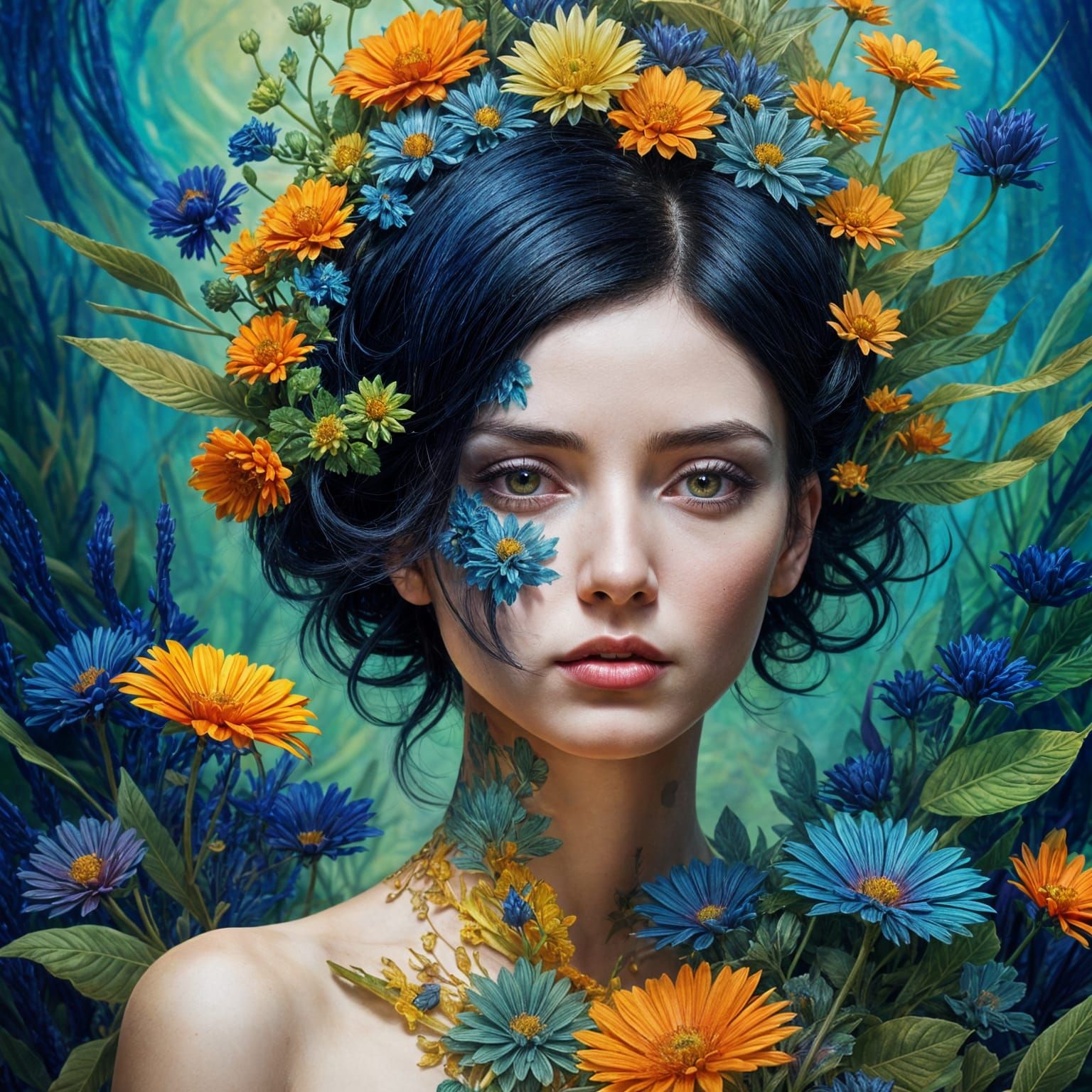 Detailed Matte Painting of Black Hair in Fantasy Art