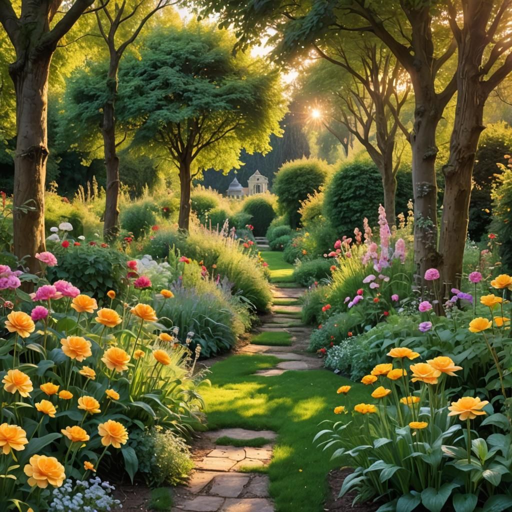 Golden Hour Garden Stroll: Idyllic Nostalgia