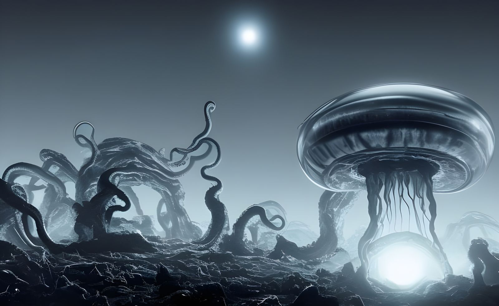 Colossal Tentacled Alien on Exoplanet Under UFO