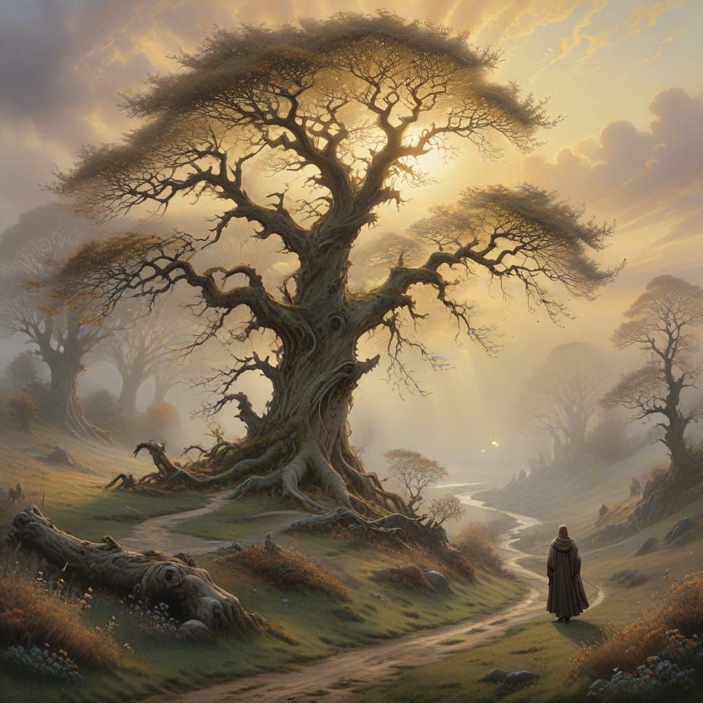 Ethereal Figure Vanishes into January's Misty Dawn