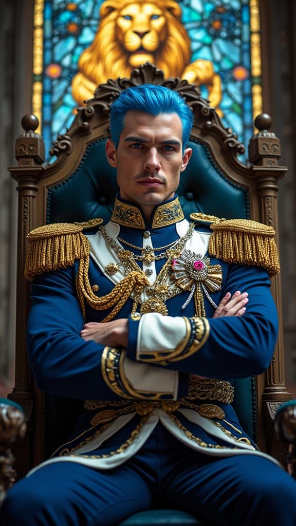 Aristocratic Man on Obsidian Throne in Digital Art Style