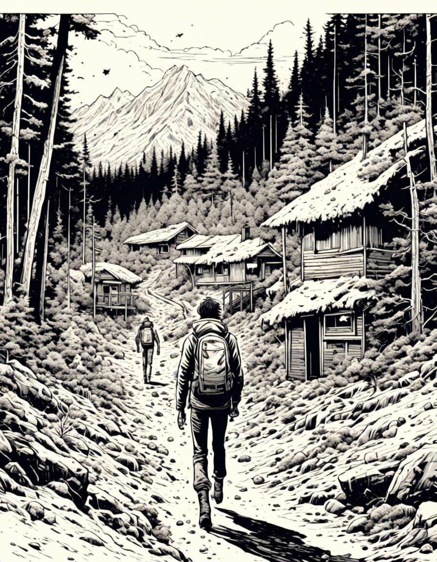 Adventurous Graphic Novel Portrait with Exciting Scene