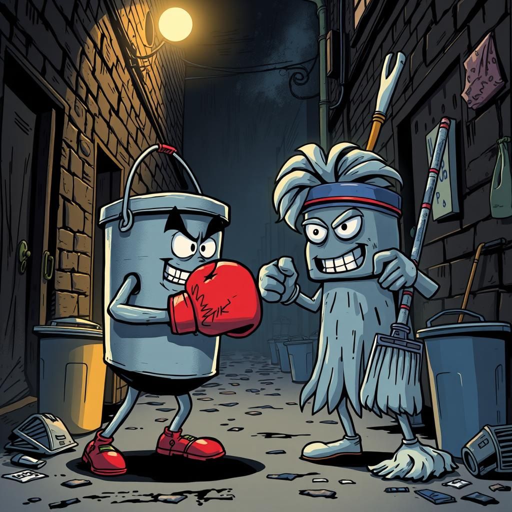 Bucket vs. Mop: Comic Book Alley Rumble