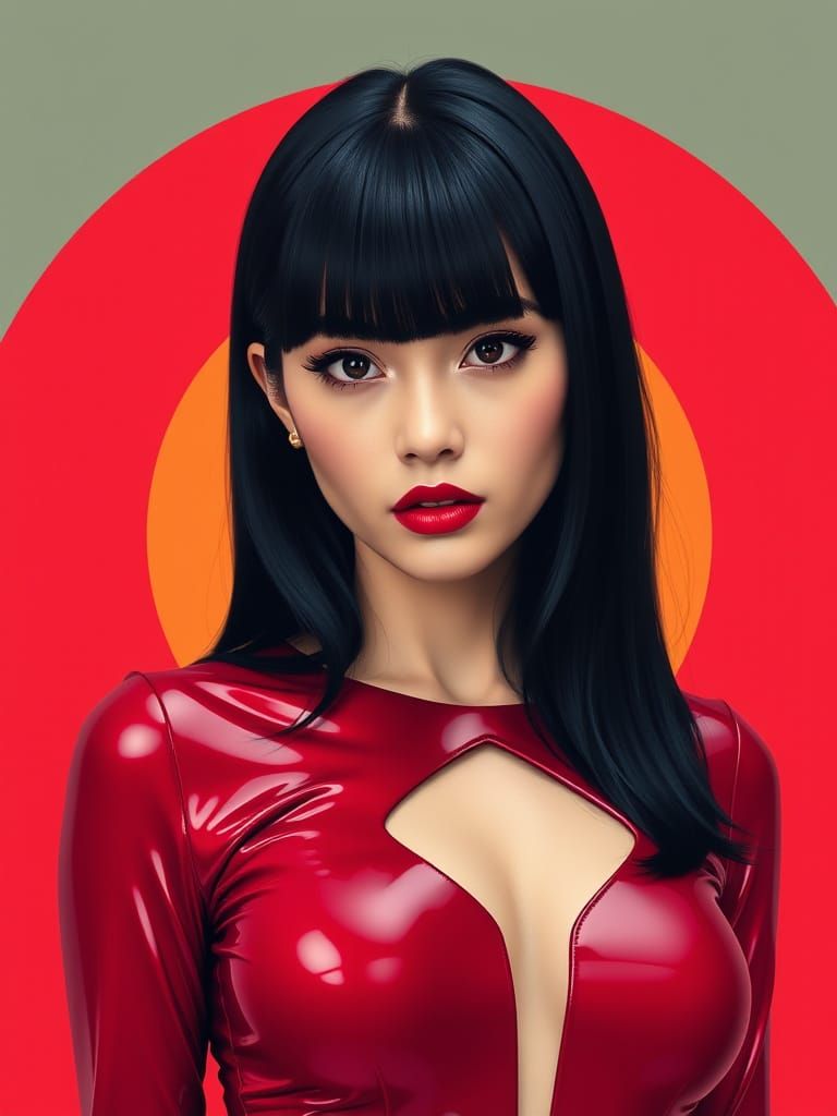 Glamorous Pop Art Portrait with Bauhaus Elements