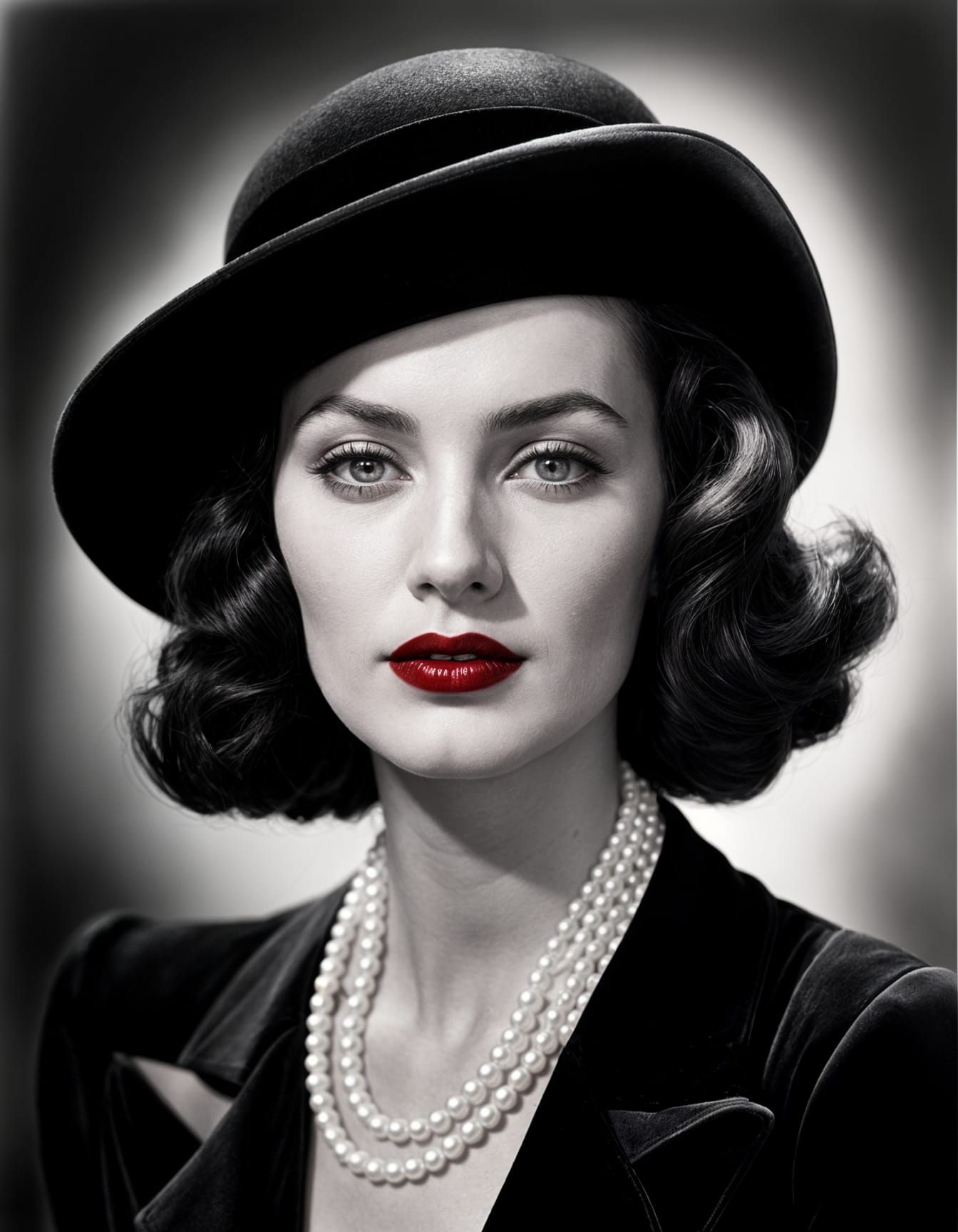 Elegant Woman in 1930s Style Black and White Photography