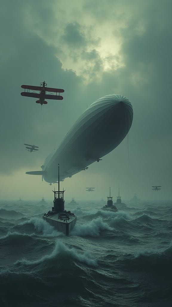 German Airships Engage Fokker Triplanes in Aerial Dogfight O...