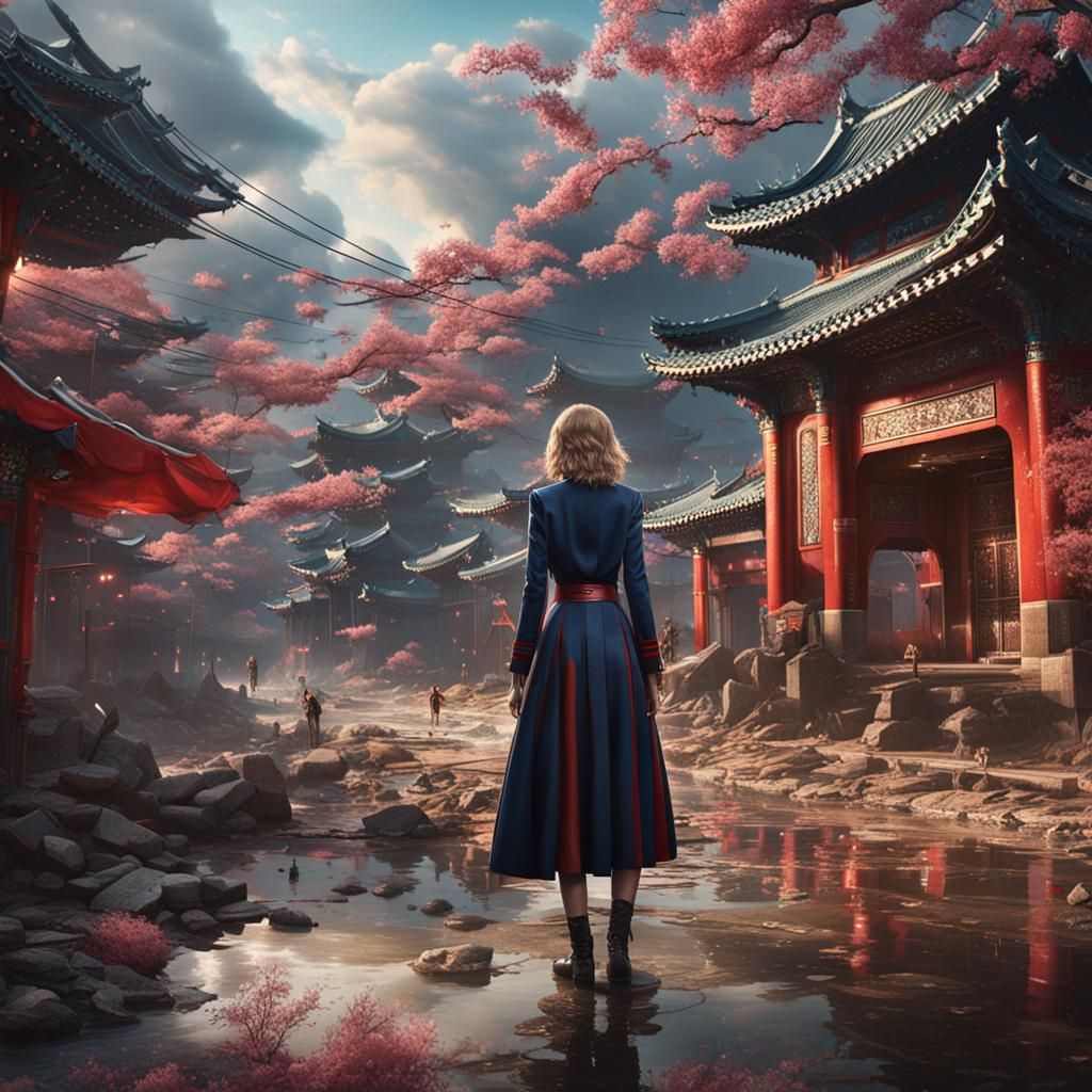 Taylor Swift as Hitwoman in Seoul: Detailed Matte Painting