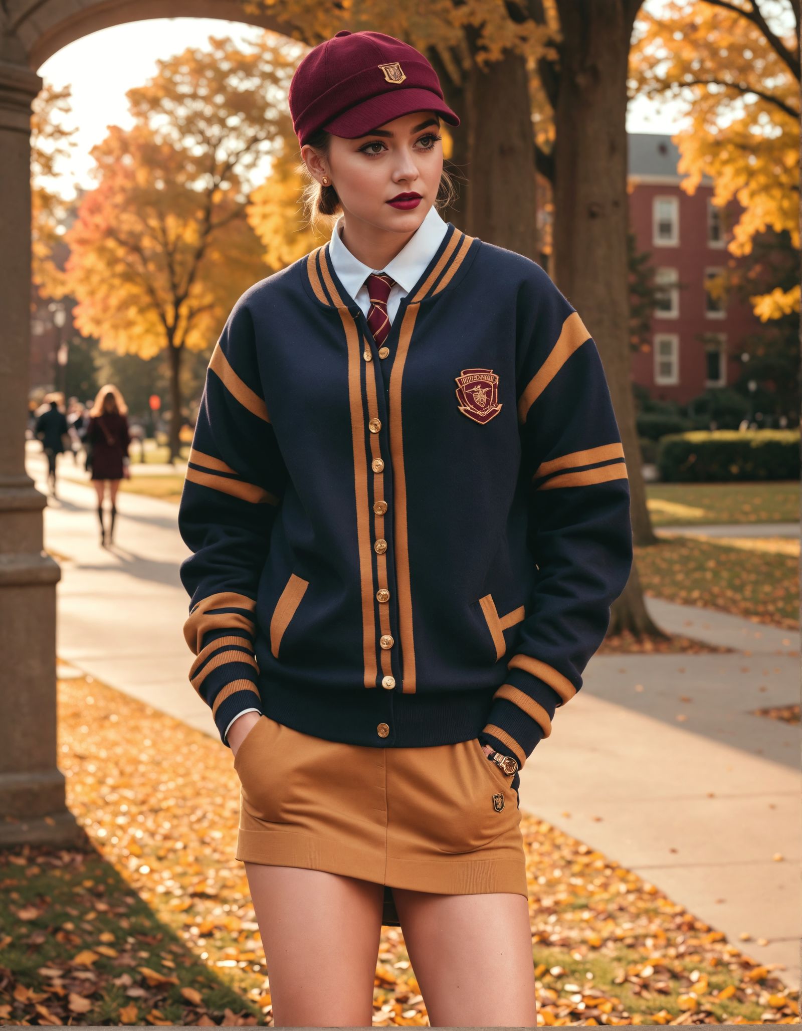 Varsity Athlete in Autumn Collegiate Style