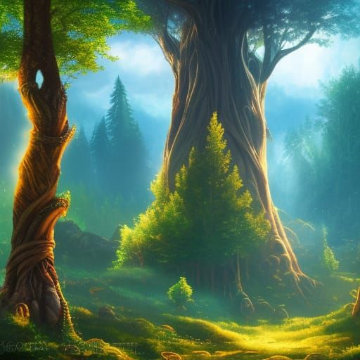 Enchanted World Tree in Golden Aspen Forest