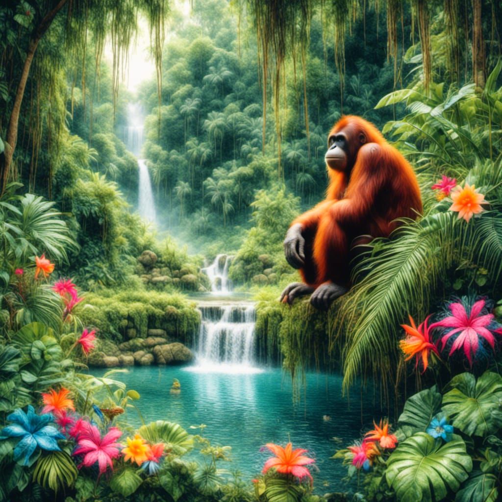 Orangutan Cross-Stitch by Watering Hole, 3D Rendered