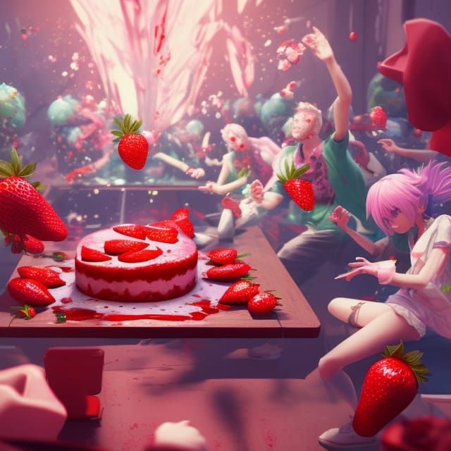 Strawberry Cake War in Candy Art Style